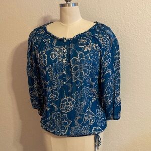 Lucky Brand Turquoise peasant blouse, size M.